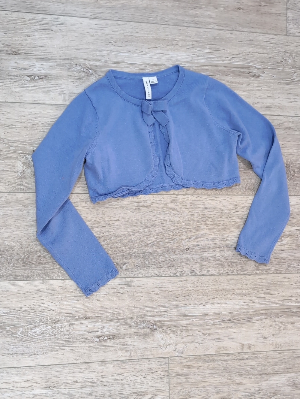 Girls Cropped Bow Cardigan - Blue